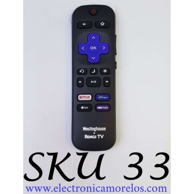 CONTROL REMOTO ORIGINAL NUEVO PARA TV WESTINGHOUSE ROKU / NUMERO DE PARTE 3226001231/ GSD-P21008-C04 / RC-ALIR / GS220809008634R0 / MODELO 4WR55UT4210 / WR70UT4210 / WR75UT4210 / WR43UX4019 / WD50FB1200 / NETFLIX / DISNEY / APPLE TV / HBOMAX